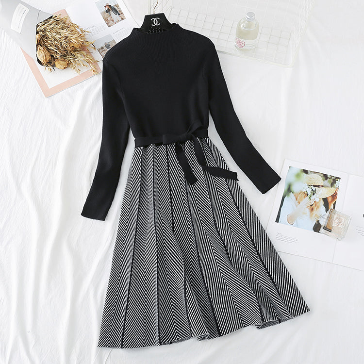 Knitted dress women's inner small fragrant wool dress  2149