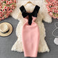 Light luxury celebrity dress open back suspender skirt large bow slim fit  2730