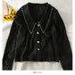 New nail bead Lapel single breasted cardigan long sleeved blouse  2101
