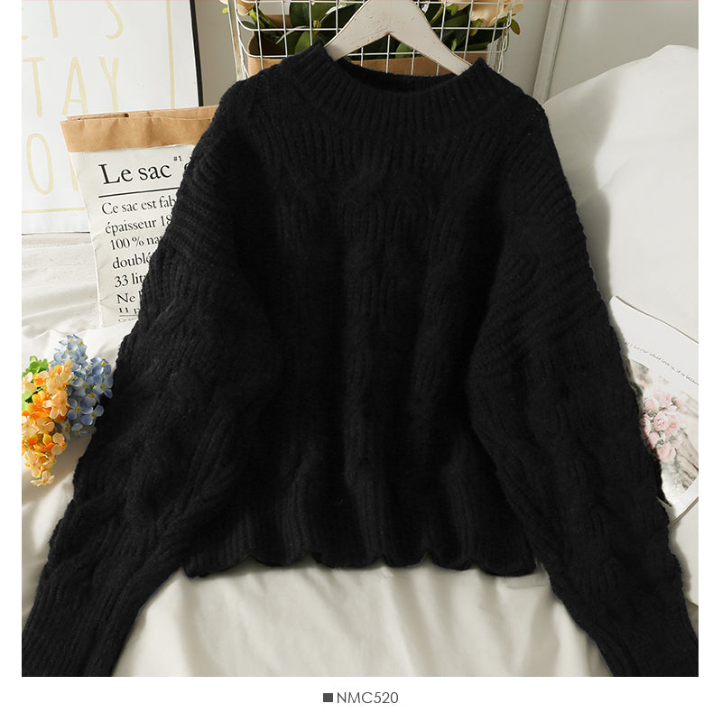Pull femme saison ample et fin motif lin pull col rond 2021