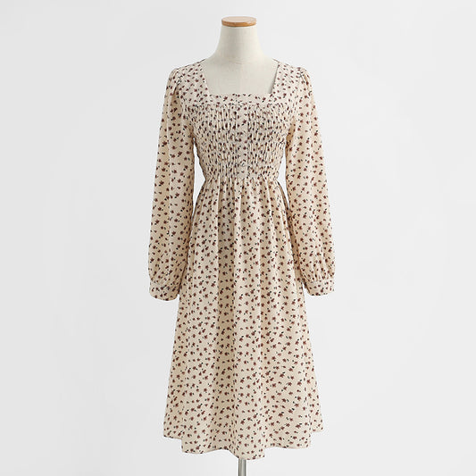 Neues Kleid mit langen Ärmeln und altersreduzierendem Temperament Blumenrock 2266