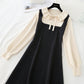 Bottom skirt lotus leaf collar French retro Hepburn tea break small black skirt  2399