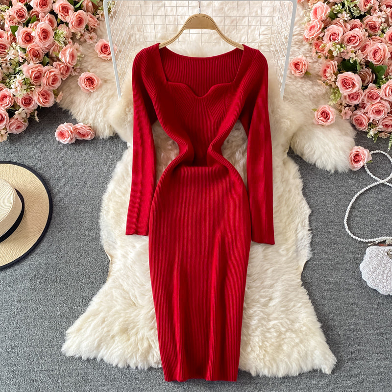 Small fragrance knitted dress French Retro  3074