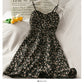 Hong Kong style retro floral high waist suspender skirt  2678
