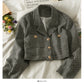 Korean retro thousand bird grid short single breasted jacket female  2099