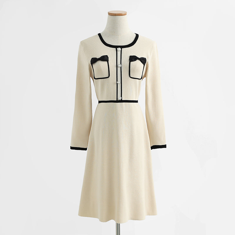 Knitted dress temperament small fragrance skirt thin bottomed skirt  2265
