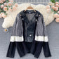 Korean leopard sweater stitched short lapel  1570