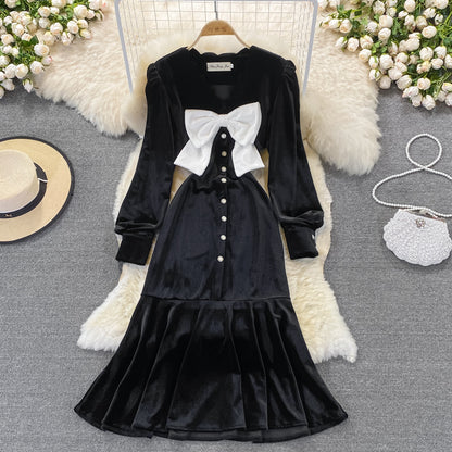 Robe queue de poisson en velours tempérament 3270