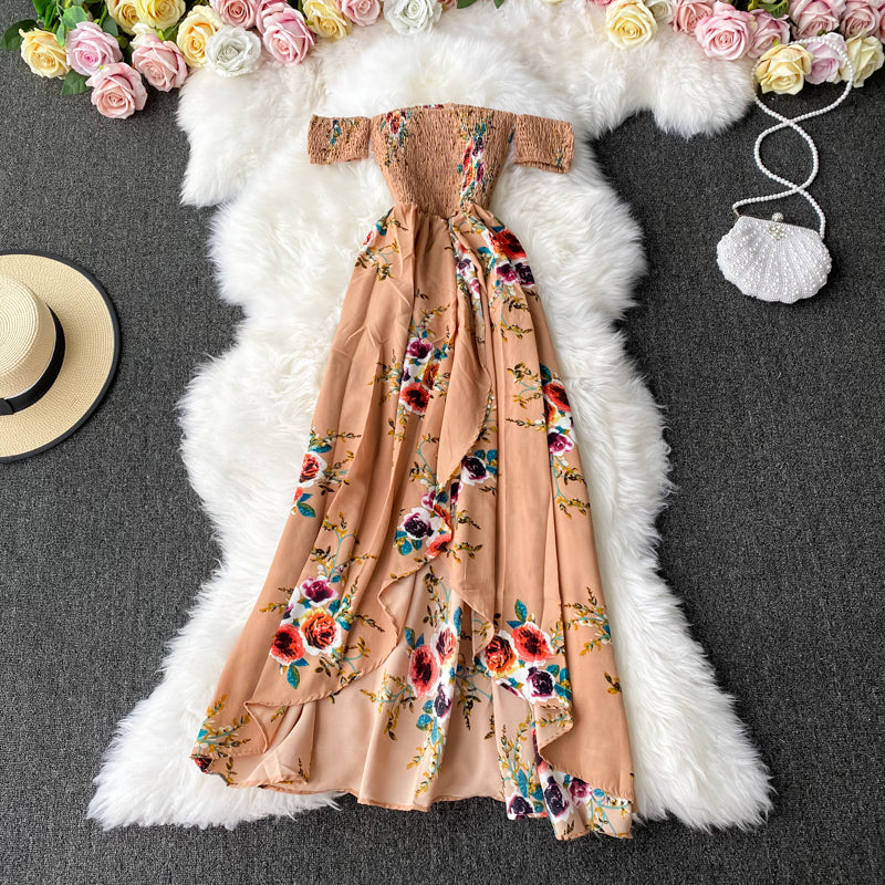 Robe fleurie sans bretelles à une épaule et à la mode 2927