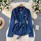 Denim Jacket Women's V-neck double breasted  1512
