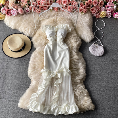 Robe sexy en queue de poisson avec sac à bandoulière exposé sans bretelles 3289