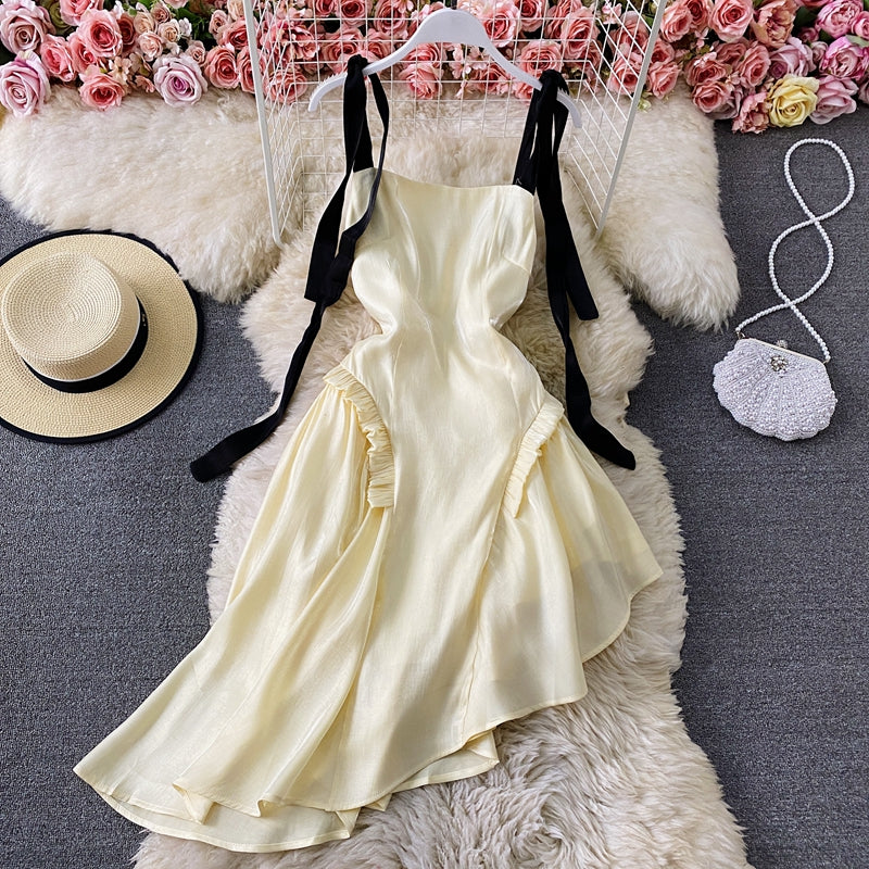 Robe bustier slim irrégulière à volants français 3293