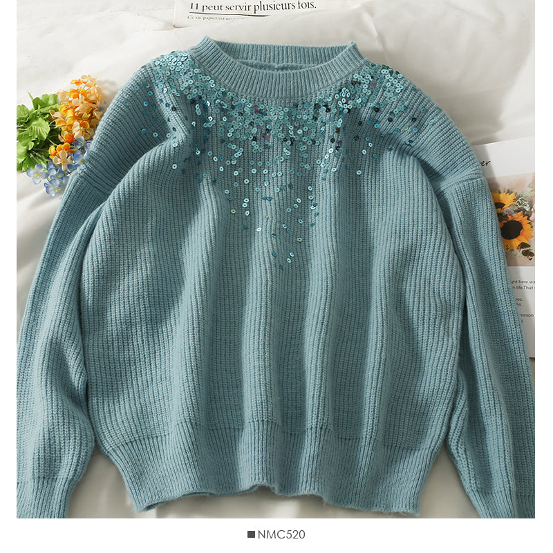 Pull en tricot ample et fin à rayures verticales brillantes version coréenne 1996