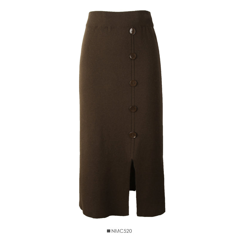Korean retro breasted medium and long split Knit Skirt  2598