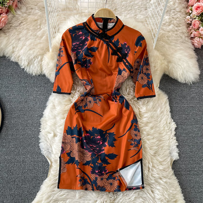 Robe portefeuille coupe slim au tempérament de célébrité rétro 3324