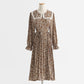 Dress gentle wind long sleeved chiffon skirt with slim waist and long Lapel skirt  2175