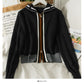 Pull à capuche pour femme, pull ample à rayures et fermeture éclair 2014
