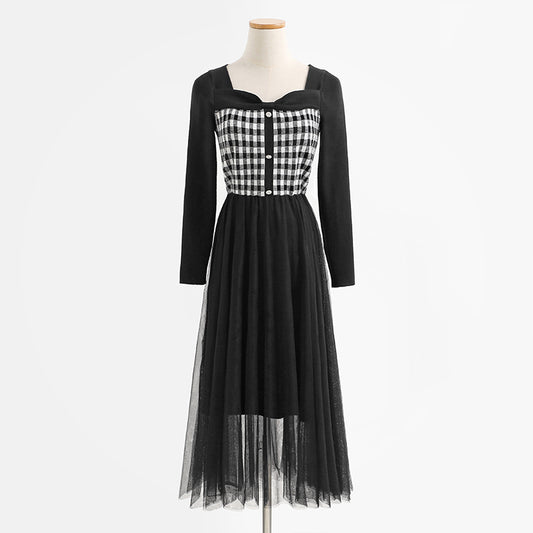 Women's stitched mesh small fragrant dress  2338