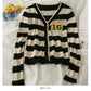 Cardigan rayé à simple boutonnage, pull à manches longues pour femme 2061