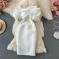 Ruffled off shoulder and exposed shoulder bag hip dress  2748