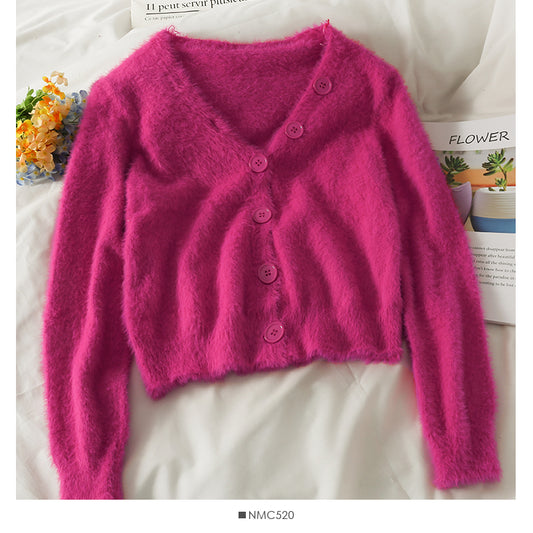 Pull femme couleur unie polyvalent en peluche col bas 1803