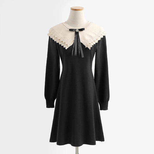 The new baby collar knitted skirt is thin with a bottomed sweater skirt  2444