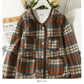 Hong Kong Style Vintage Plaid single breasted cardigan woolen jacket female  2124