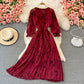 Robe plissée à fleurs en mousseline à col rond 3364