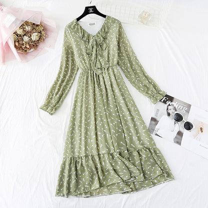 French retro Floral Dress Chiffon Dress fairy super fairy series  2376