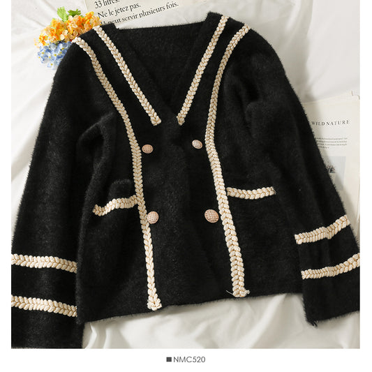 Pull femme automne veste à manches longues croisée 1860