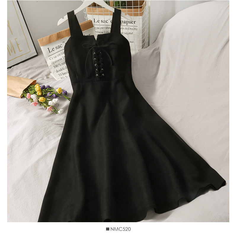 Korean version of slim waist high waist foreign style suspender skirt  2700