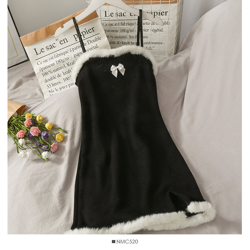 Sweet and versatile high waist thin split short suspender skirt  2690