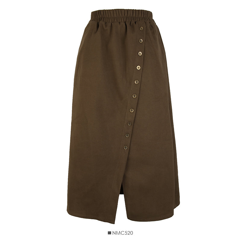 Hong Kong style retro elastic waist thin medium length split skirt  2628