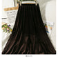 Jupe slim taille haute en velours doré rétro de style Hong Kong 2535