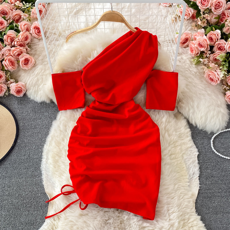 Pleated tight slim elastic Hip Wrap bottomed skirt  3249