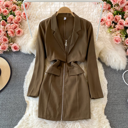 Jupe de costume de tempérament de célébrité, design slim et slim à fermeture éclair 2921