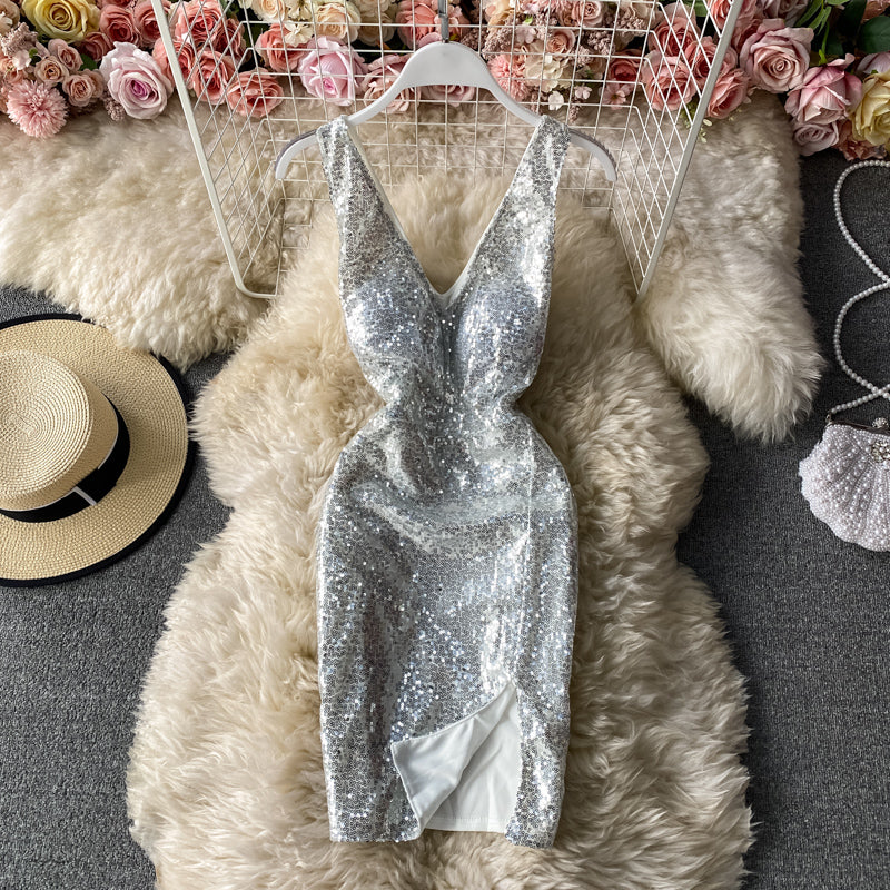 Robe à sequins slim à la taille 2828