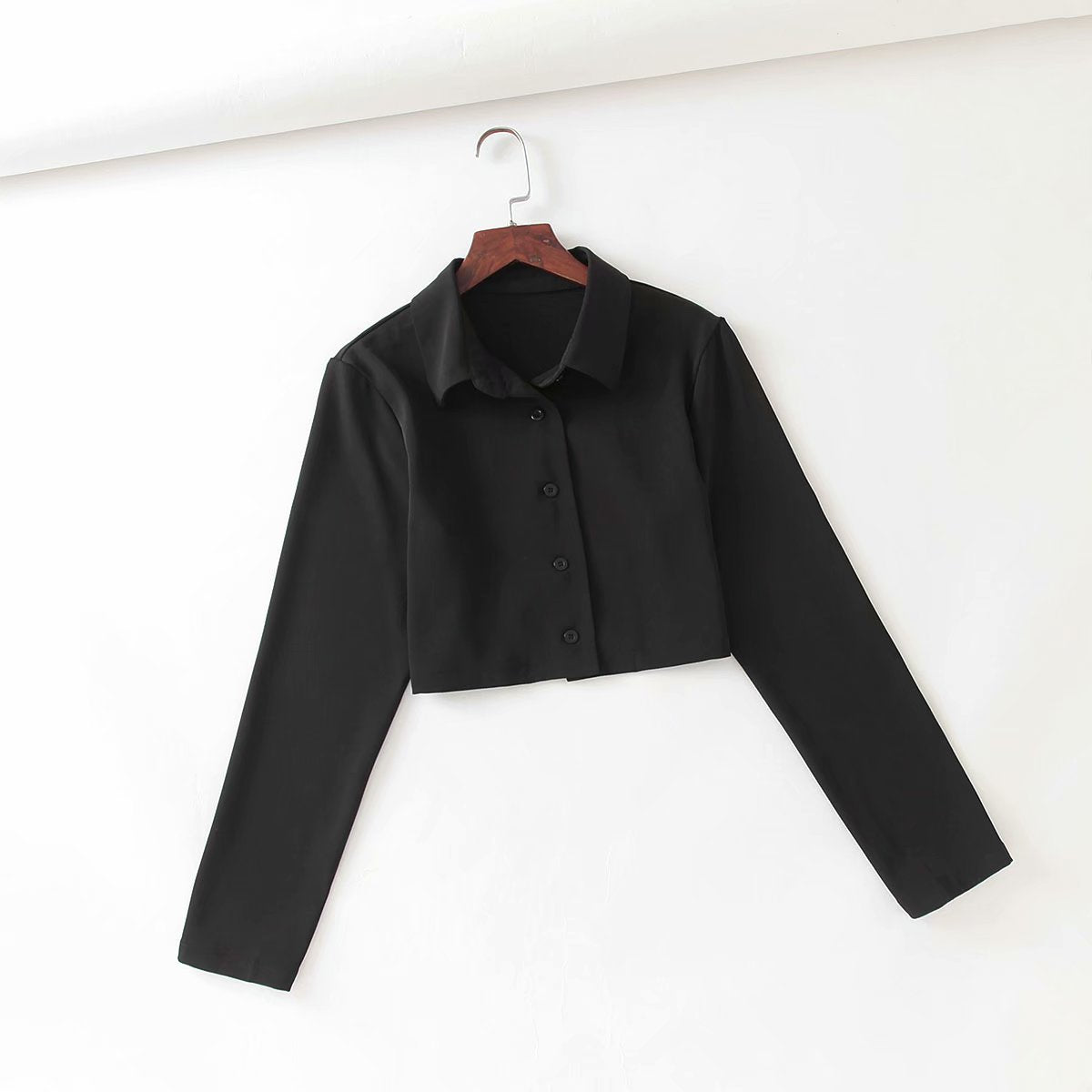 autumn short personalized lapel short shirt single breasted jacket  1383