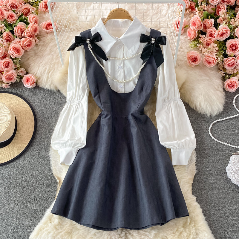 Robe rétro française pour fille avec nœud 3002