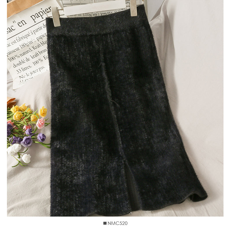 Slim and versatile solid color split knit  2666