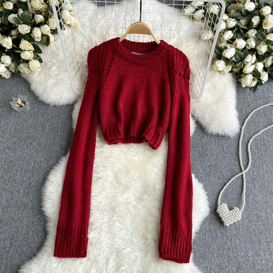 Pull à manches longues femme automne nouveau design creux 1600