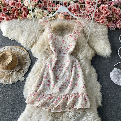 Robe fleurie brodée en dentelle avec bretelles 3313