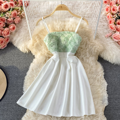 Robe bustier taille haute à col montant et épissure de pétales 3215