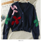 Pull slim à col bas et simple boutonnage imprimé pour femme, nouveau pull cardigan polyvalent à manches longues 2082