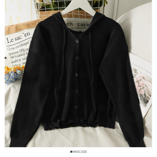 Veste pull slim à capuche avec cordon de serrage pour femme 1791