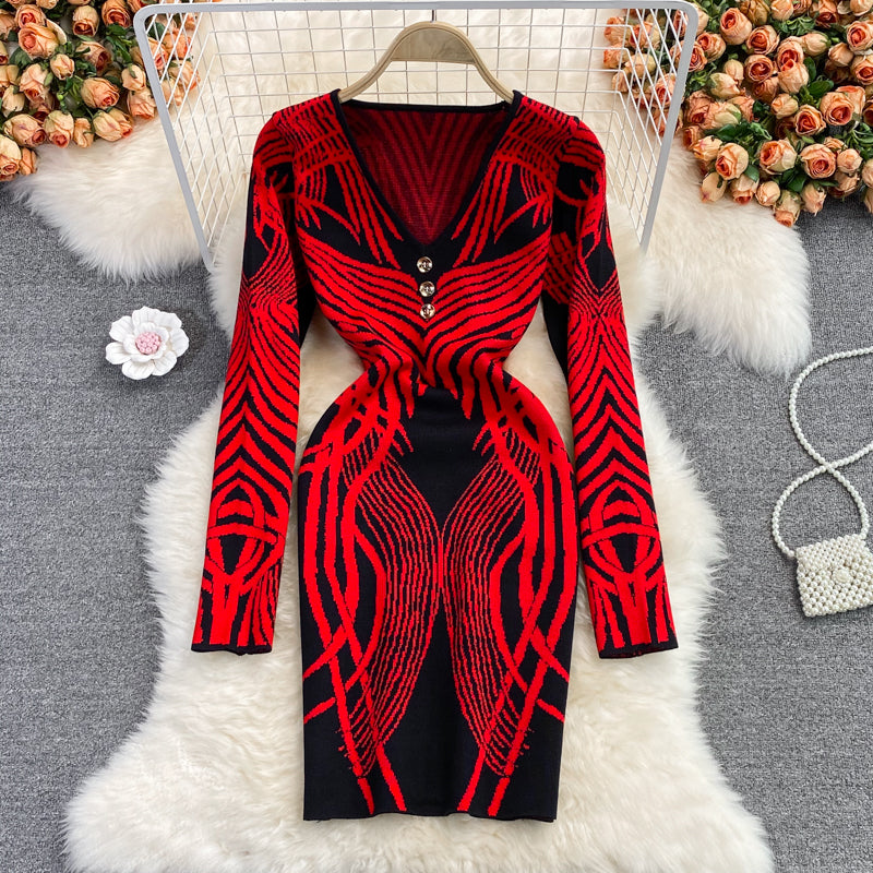 Knitted bottomed Hip Wrap Skirt celebrity temperament elastic dress  3083