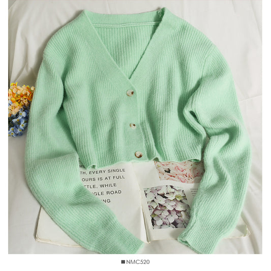 Pull femme vêtements d'automne petit polyvalent col en V 1799