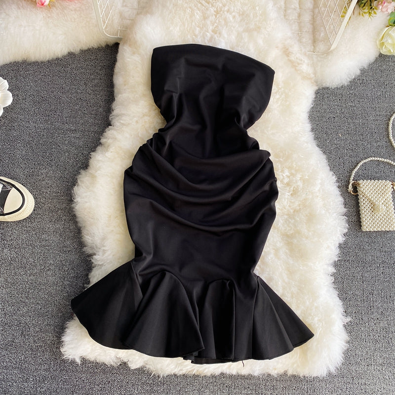 Robe bustier sexy à une épaule de style mature léger 3035