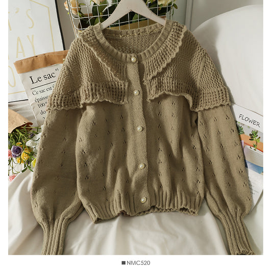 Pull femme col rond simple boutonnage manches longues 1893