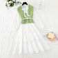 Net red sweater knitted vest chiffon cake skirt two piece suit  2292